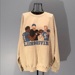 Detroit Lions Beige Lionsgiving Graphic Crew Neck Sweater.